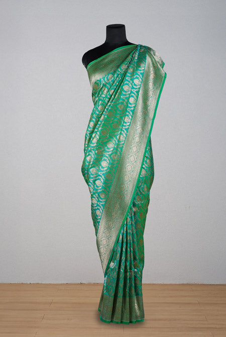 Green katan silk banarasi saree