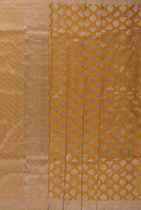 Yellow katan silk banarasi saree