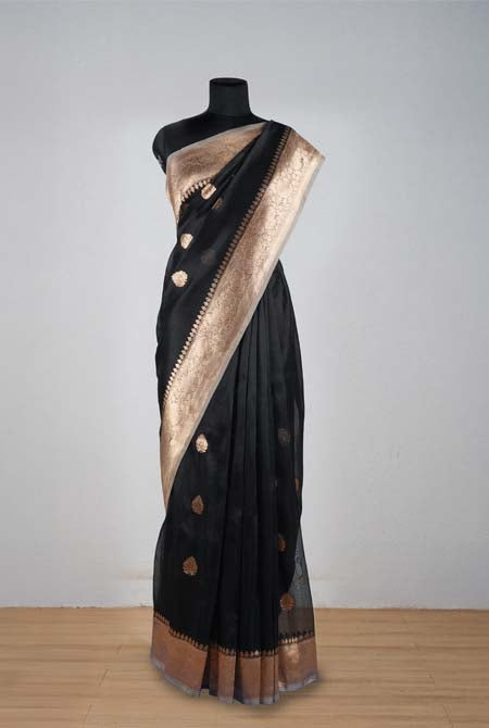 Black banarasi organza saree
