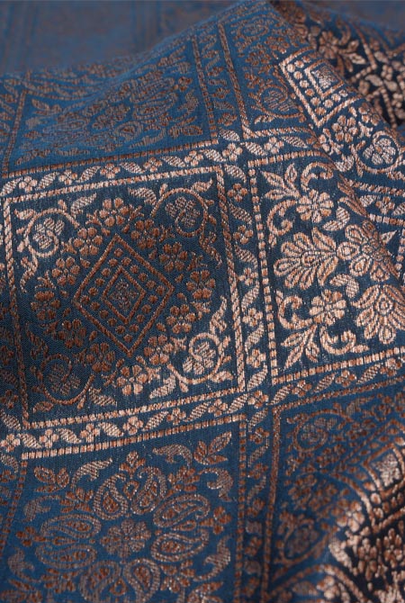 Royal blue soft silk banarasi saree