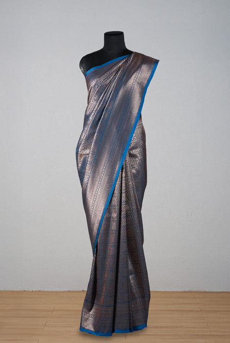 Royal blue soft silk banarasi saree