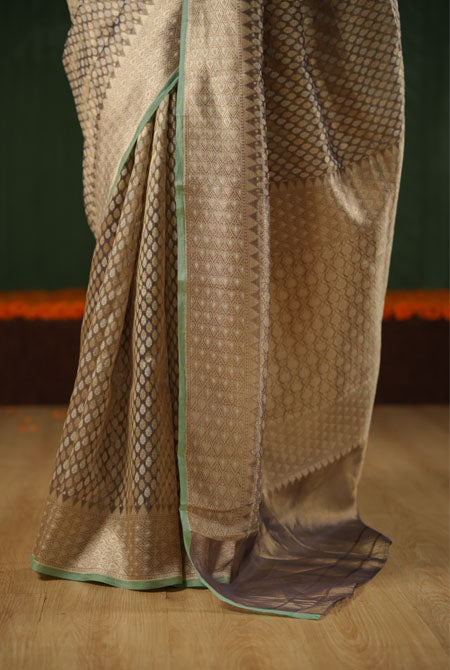Copper Kora Organza Banarasi Saree