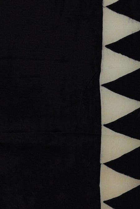 Beige-black modal ajrak print saree